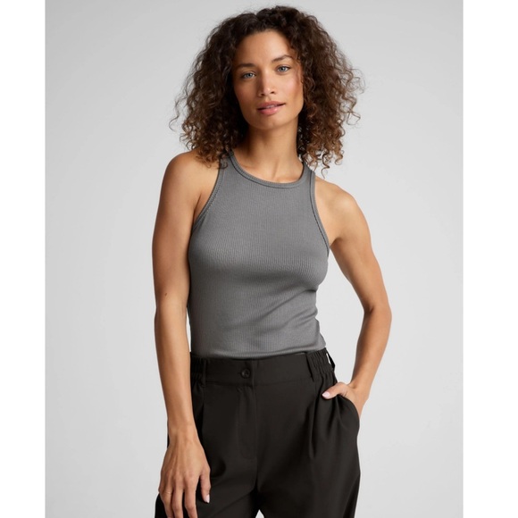 Beyond Yoga Women's Large Formation Tank Stone Grey Gray NWT High Neckline - Picture 2 of 7